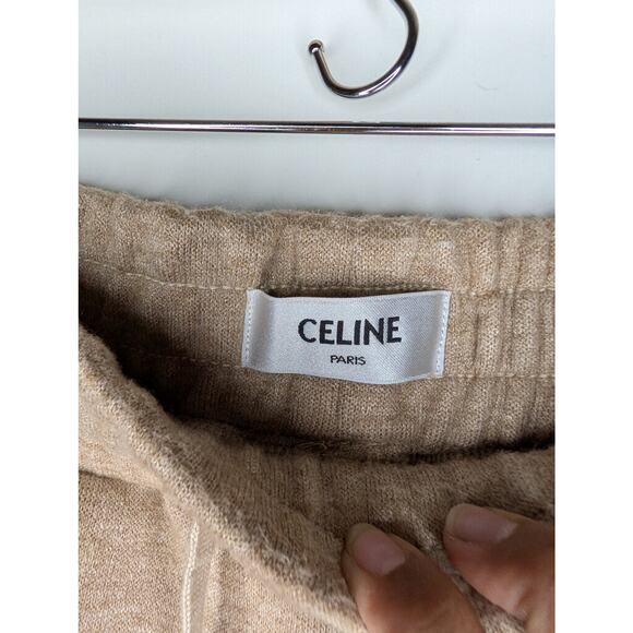 Celine Paris Tan Wool Blend Drawstring Joggers Short Petite - Picture 3 of 8